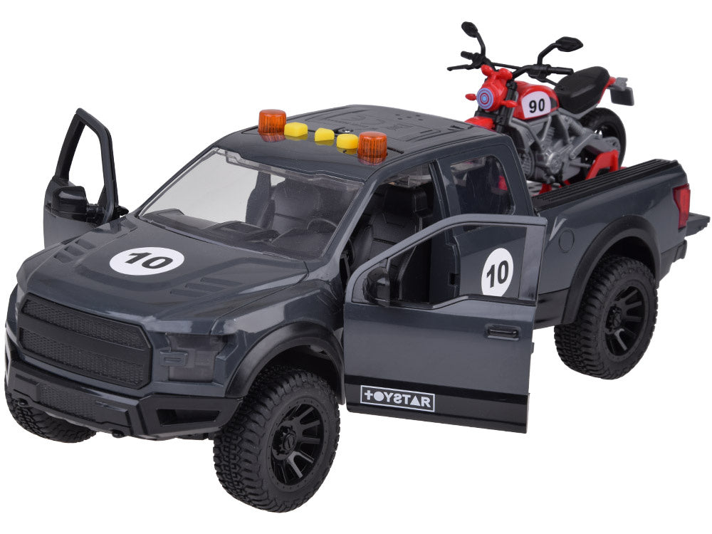 Žaislinis pikapo ir motociklo rinkinys su garso ir šviesos efektais