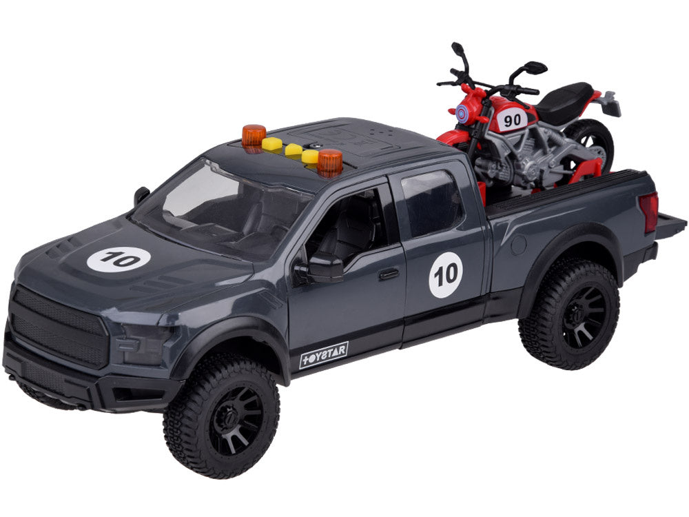 Žaislinis pikapo ir motociklo rinkinys su garso ir šviesos efektais