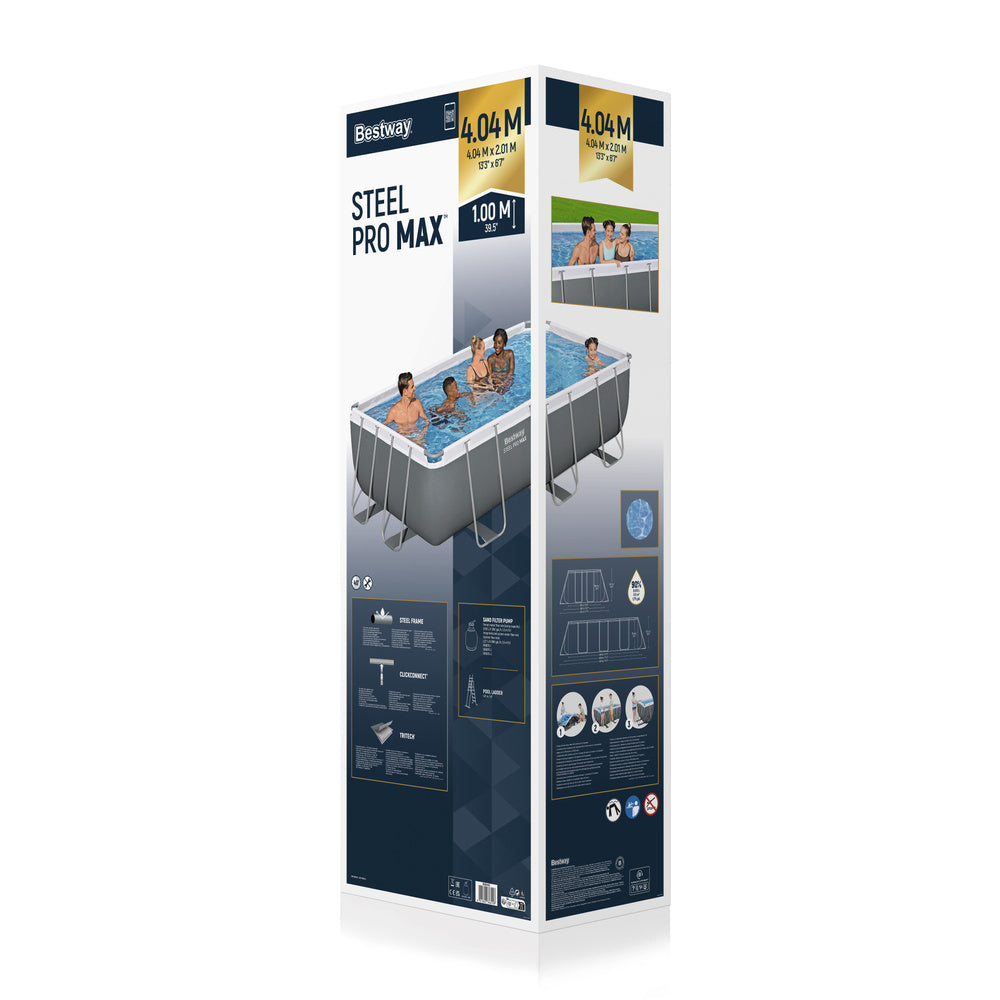Karkasinis sodo baseinas su filtru ir kopėčiomis 404x201x100cm, Bestway 56442