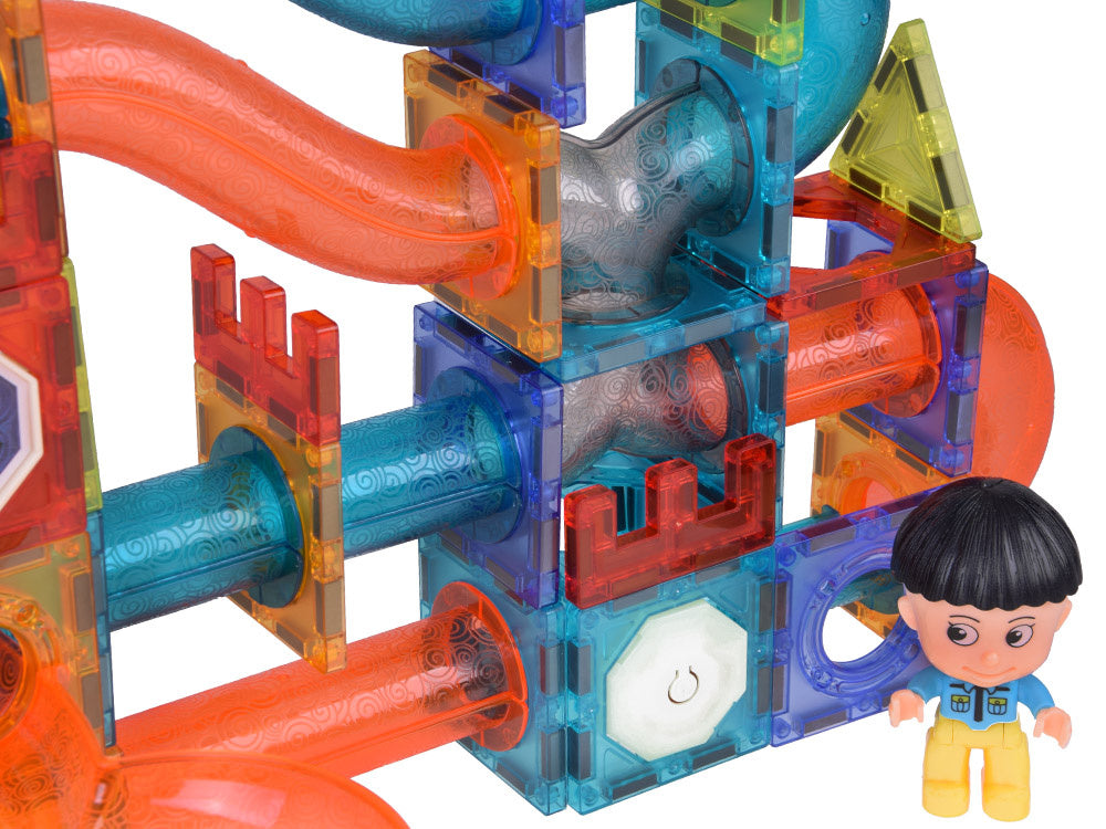 Magnetinių kaladėlių rinkinys su šviesos efektais 142 el