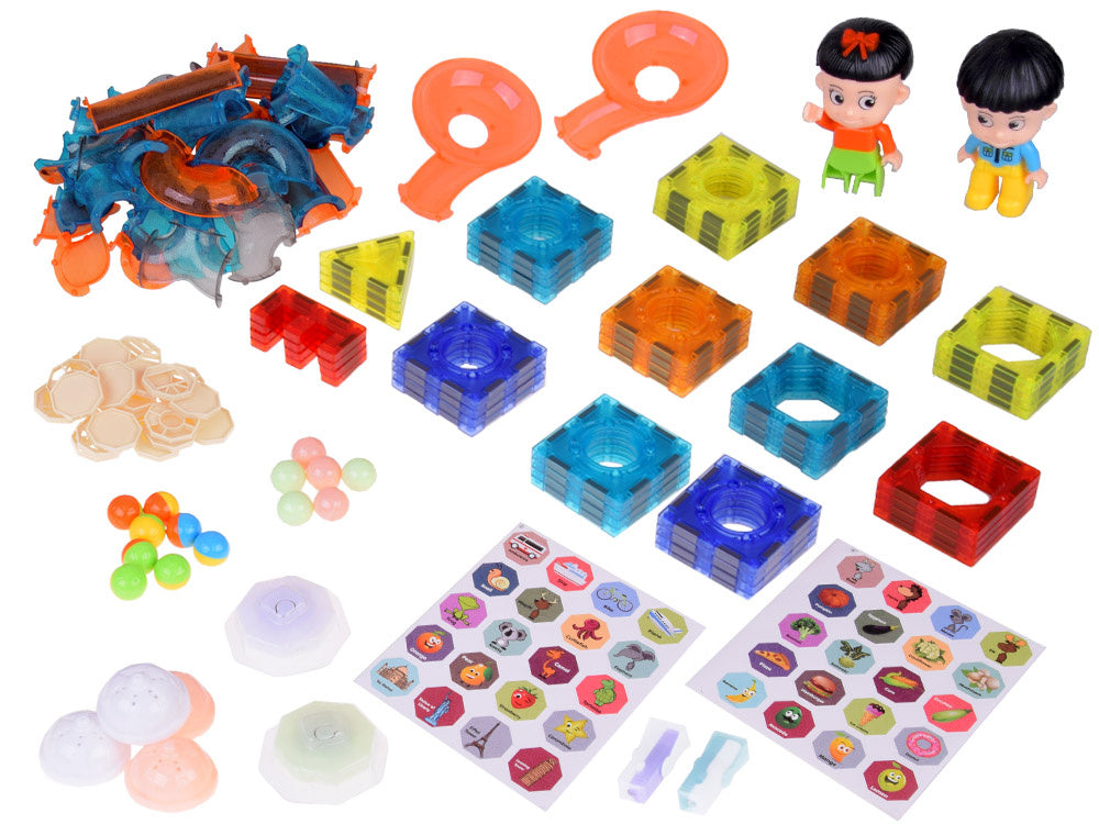 Magnetinių kaladėlių rinkinys su šviesos efektais 142 el