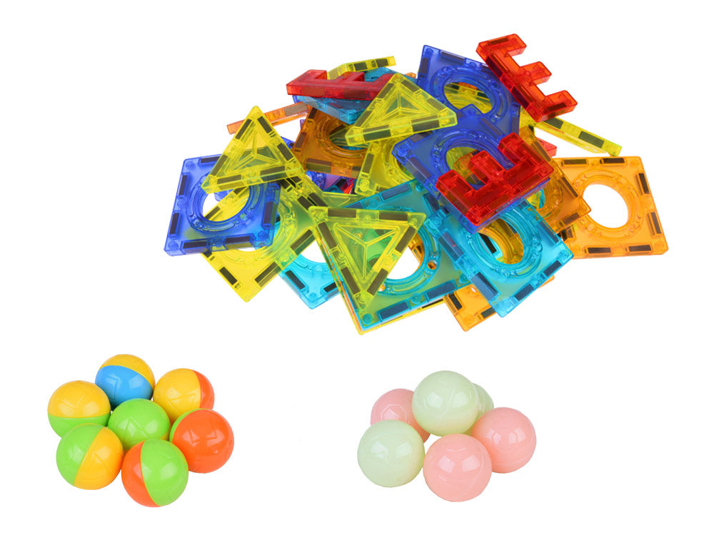 Magnetinių kaladėlių rinkinys su šviesos efektais 142 el