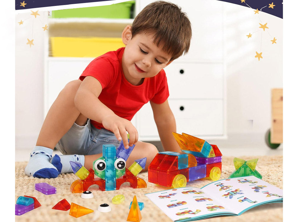 3D šviečiančios magnetinės kaladėlės 64 el.