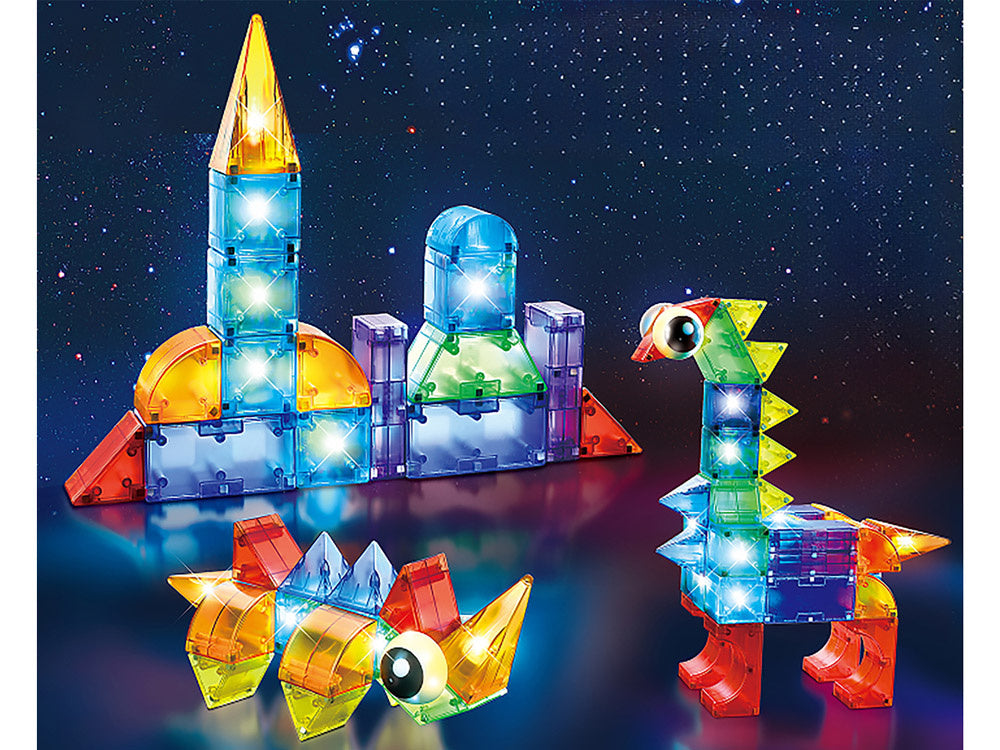 3D šviečiančios magnetinės kaladėlės 64 el.