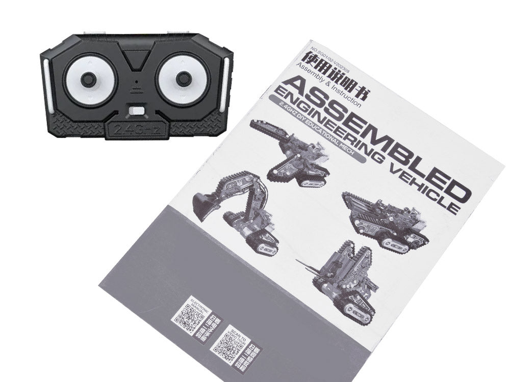 Nuotoliniu būdu valdomo konstruktoriaus rinkinys 4in1 176 el, statybinė technika, pilka