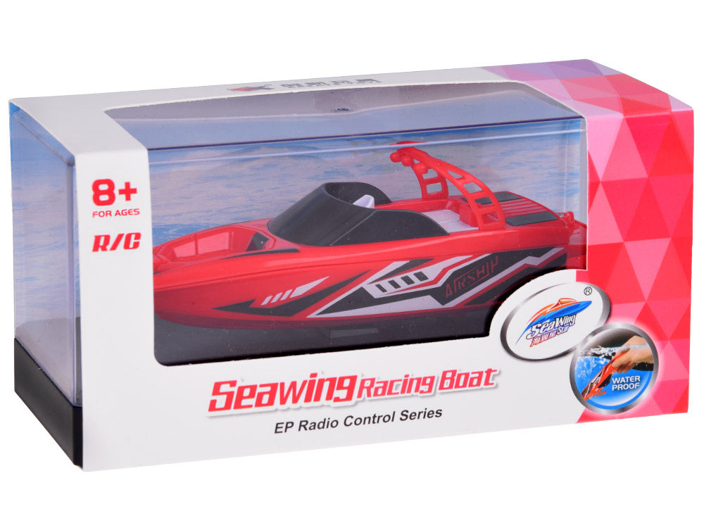 Nuotoliniu būdu valdoma vandens jachta, raudona