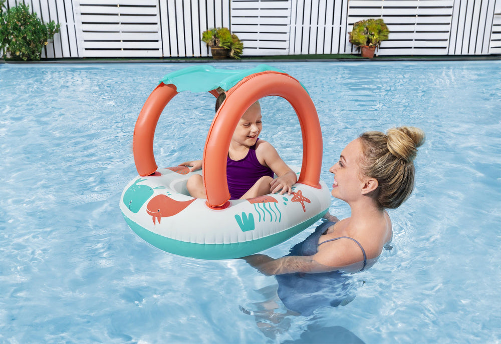 Pripučiama valtis su stogeliu vaikams 84x67cm, Bestway 34203