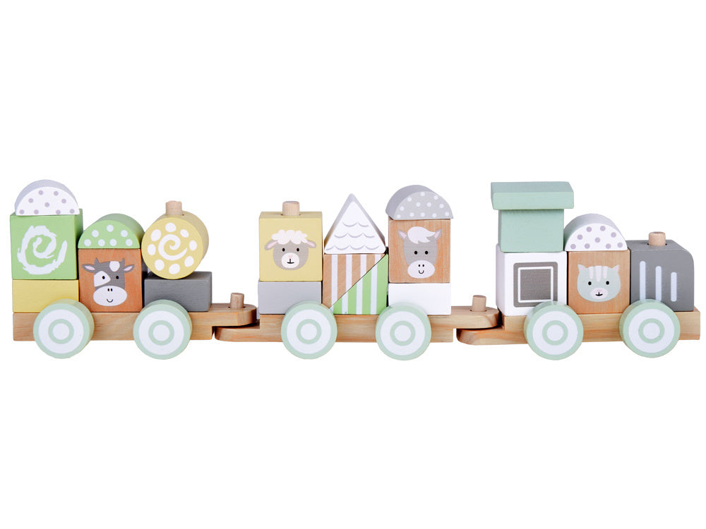 Medinis traukinys su vagonais ir kaladėlėmis 23 el.