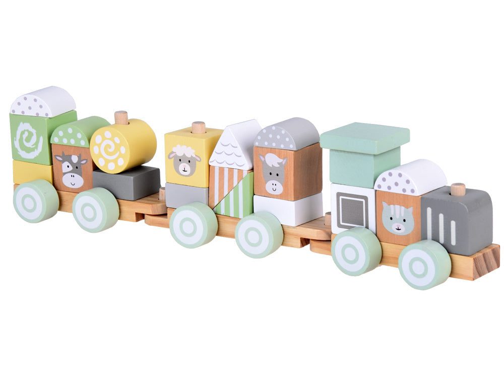 Medinis traukinys su vagonais ir kaladėlėmis 23 el.