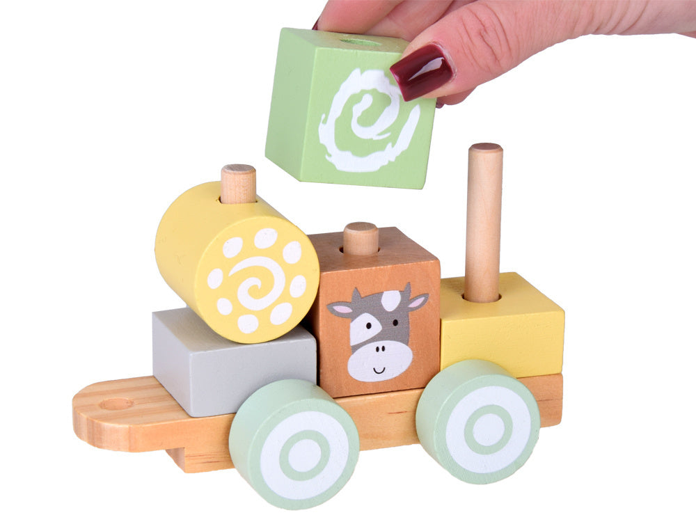 Medinis traukinys su vagonais ir kaladėlėmis 23 el.