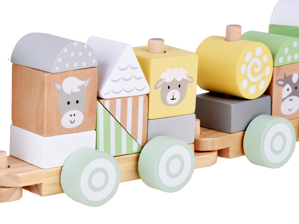 Medinis traukinys su vagonais ir kaladėlėmis 23 el.