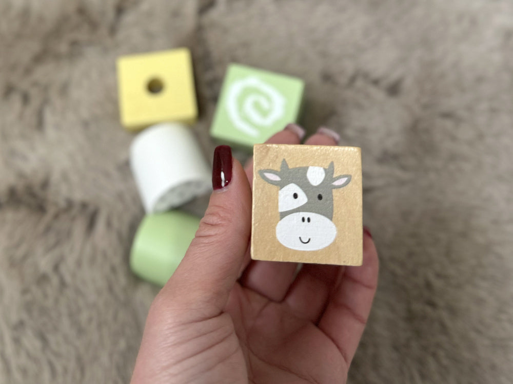 Medinis traukinys su vagonais ir kaladėlėmis 23 el.