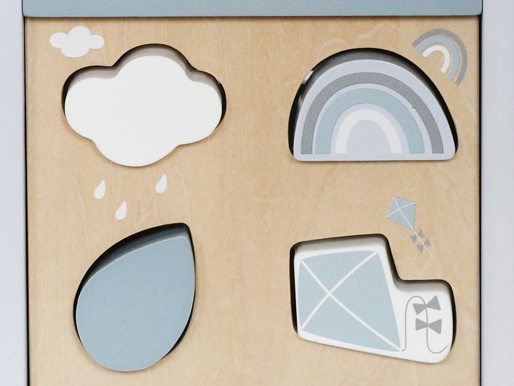 Medinis Montessori daugiafunkcinis veiklos kubas vaikams, mėlynas