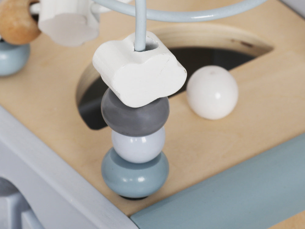 Medinis Montessori daugiafunkcinis veiklos kubas vaikams, mėlynas