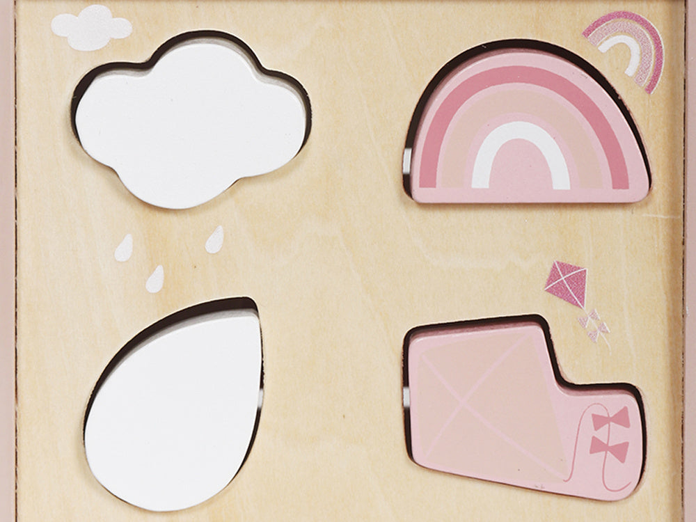 Medinis Montessori daugiafunkcinis veiklos kubas vaikams, rožinis