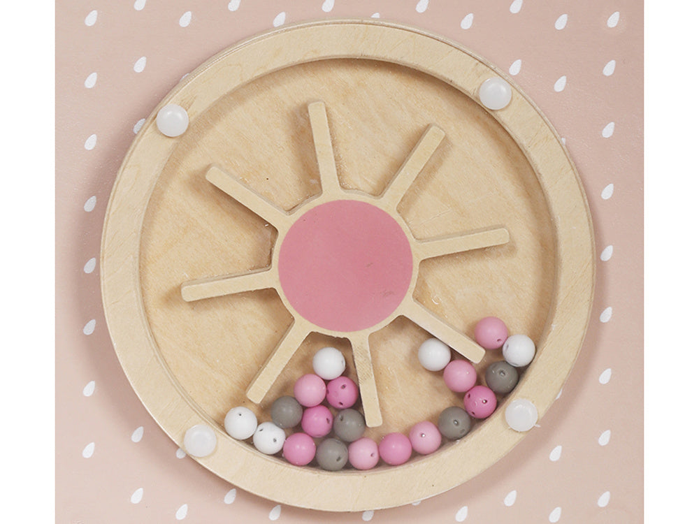 Medinis Montessori daugiafunkcinis veiklos kubas vaikams, rožinis