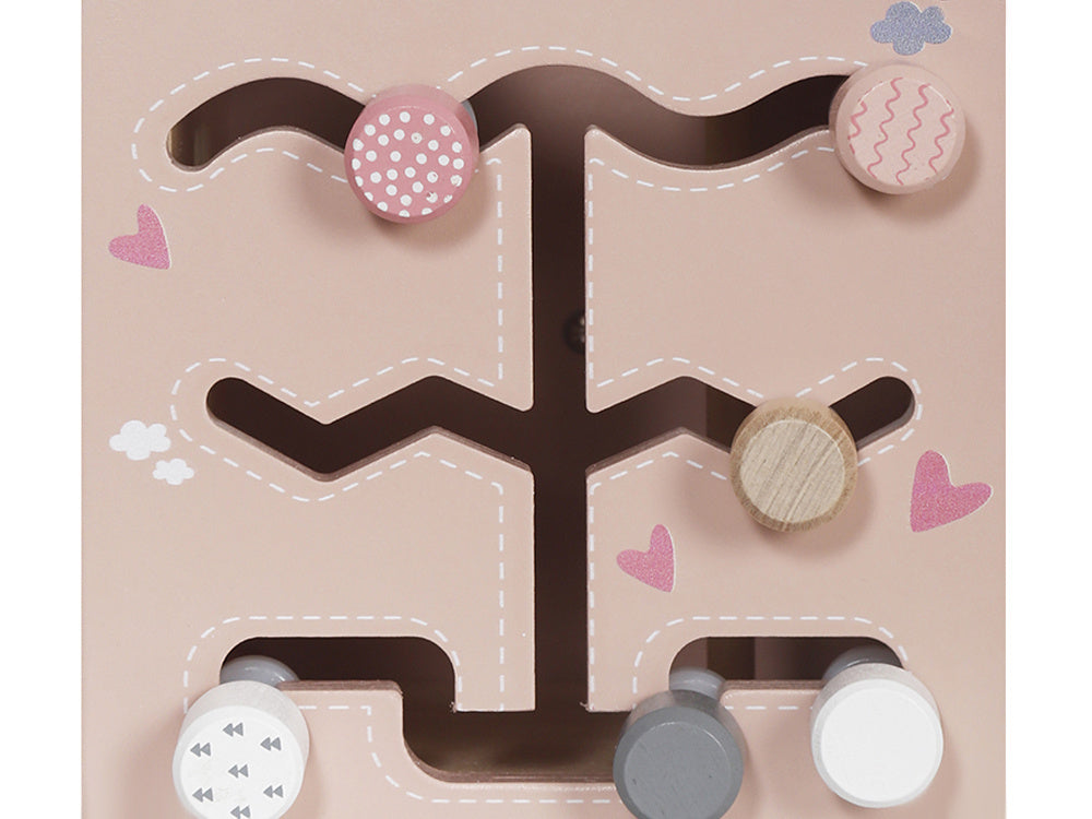 Medinis Montessori daugiafunkcinis veiklos kubas vaikams, rožinis