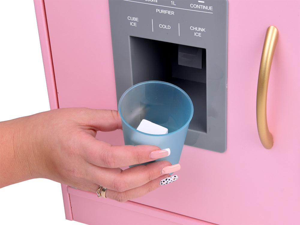 Didelė retro stiliaus medinė virtuvė vaikams, rožinė