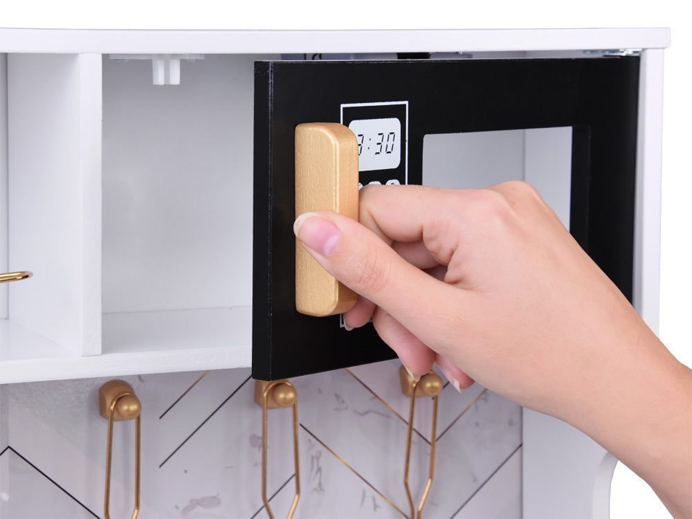 Didelė retro stiliaus medinė virtuvė vaikams, balta