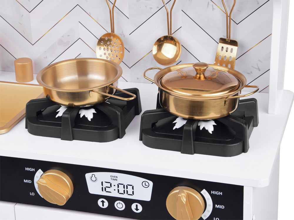 Didelė retro stiliaus medinė virtuvė vaikams, balta