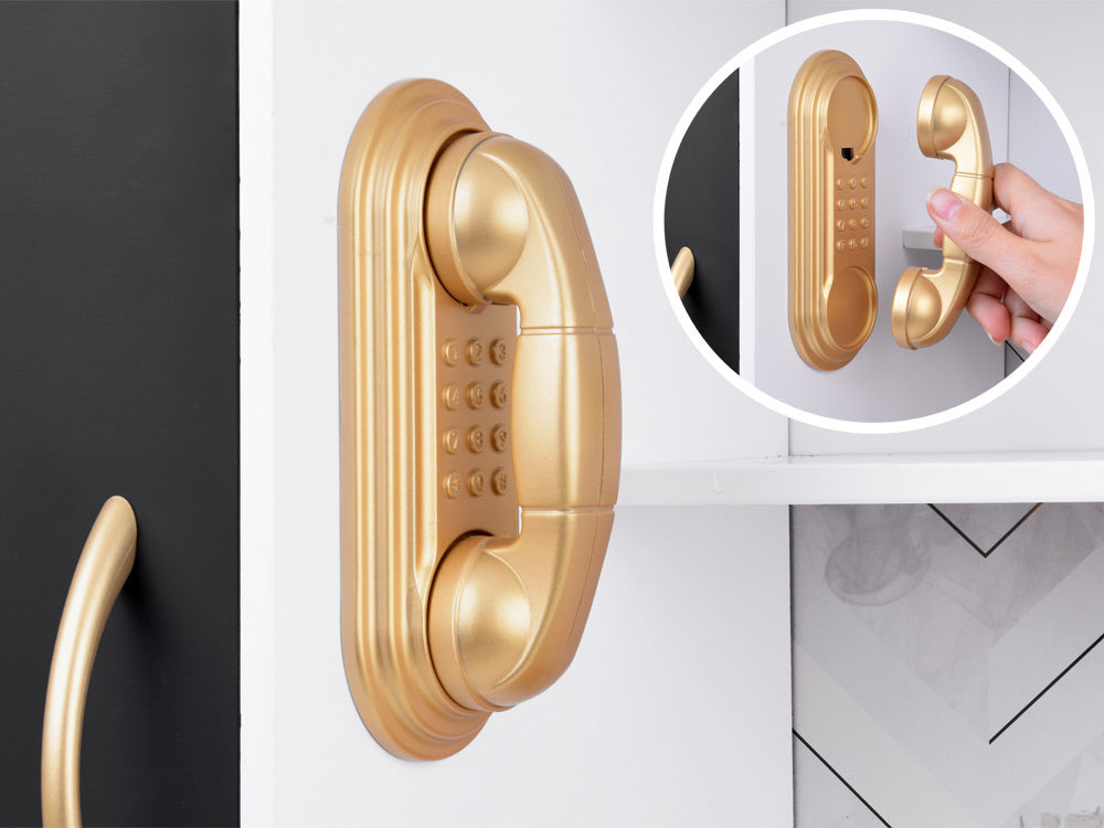 Didelė retro stiliaus medinė virtuvė vaikams, balta