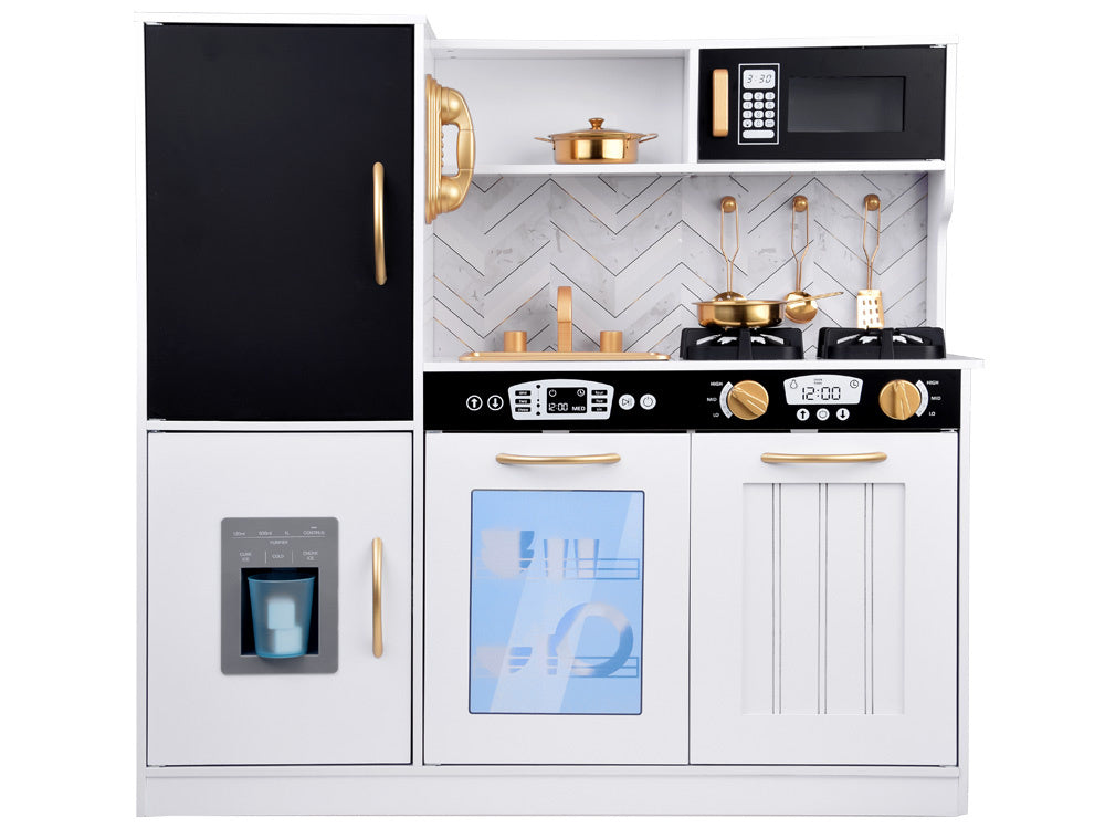 Didelė retro stiliaus medinė virtuvė vaikams, balta