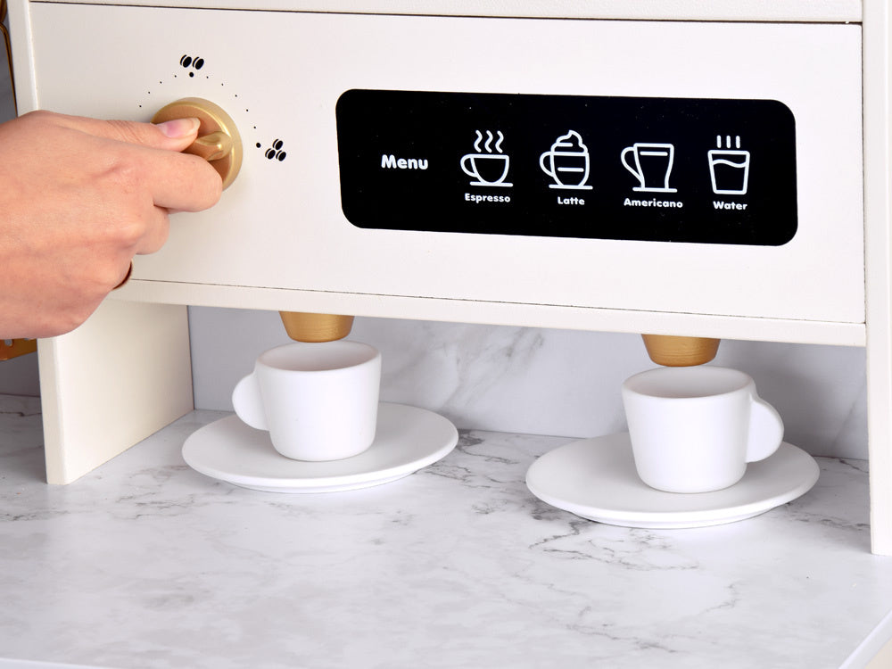 Didelė medinė Glamour stiliaus virtuvė vaikams su priedais