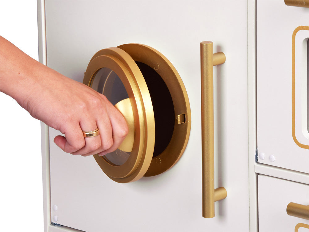 Didelė medinė Glamour stiliaus virtuvė vaikams su priedais