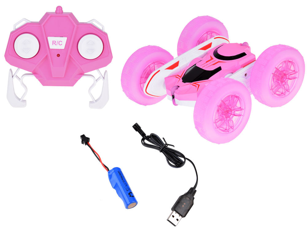 Nuotoliniu būdu valdomas automobilis su šviesos efektais, rožinis