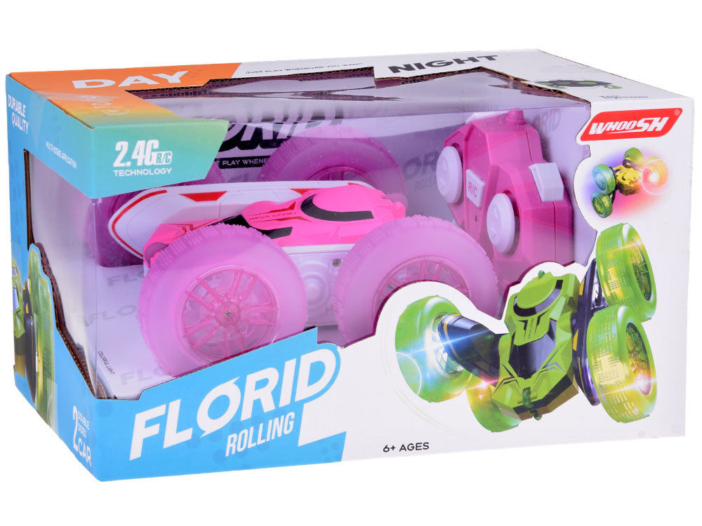 Nuotoliniu būdu valdomas automobilis su šviesos efektais, rožinis