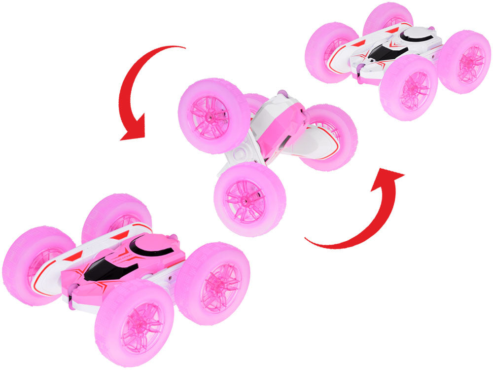 Nuotoliniu būdu valdomas automobilis su šviesos efektais, rožinis