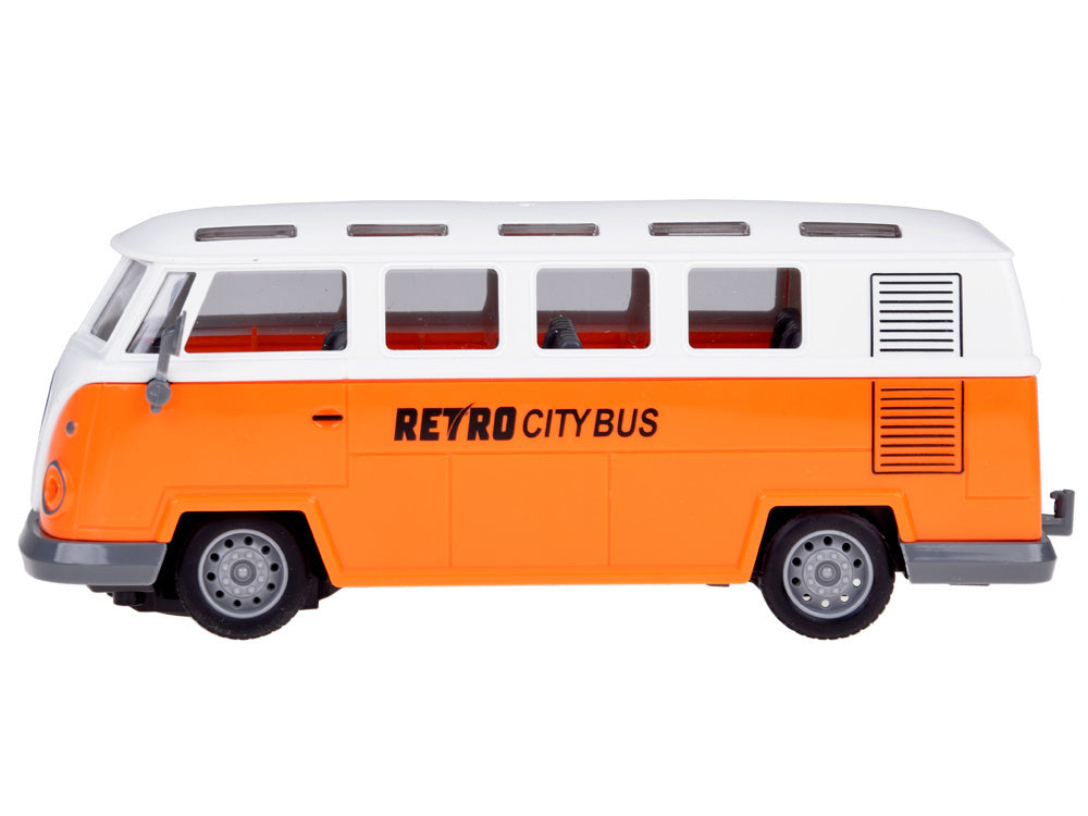 Nuotoliniu būdu valdomas RETRO CITY BUS si šviesos efektais, oranžinis