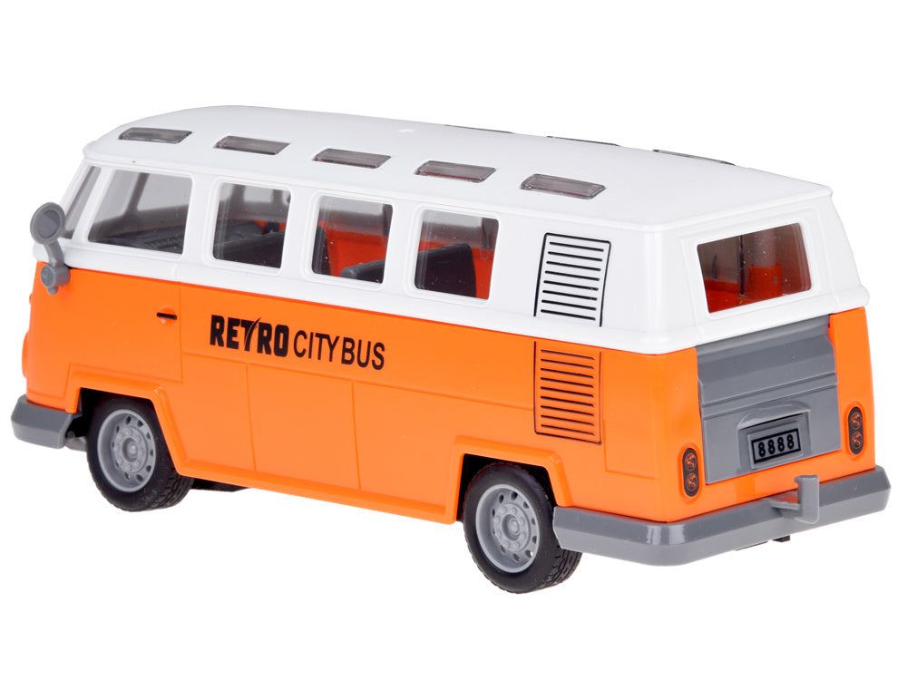 Nuotoliniu būdu valdomas RETRO CITY BUS si šviesos efektais, oranžinis