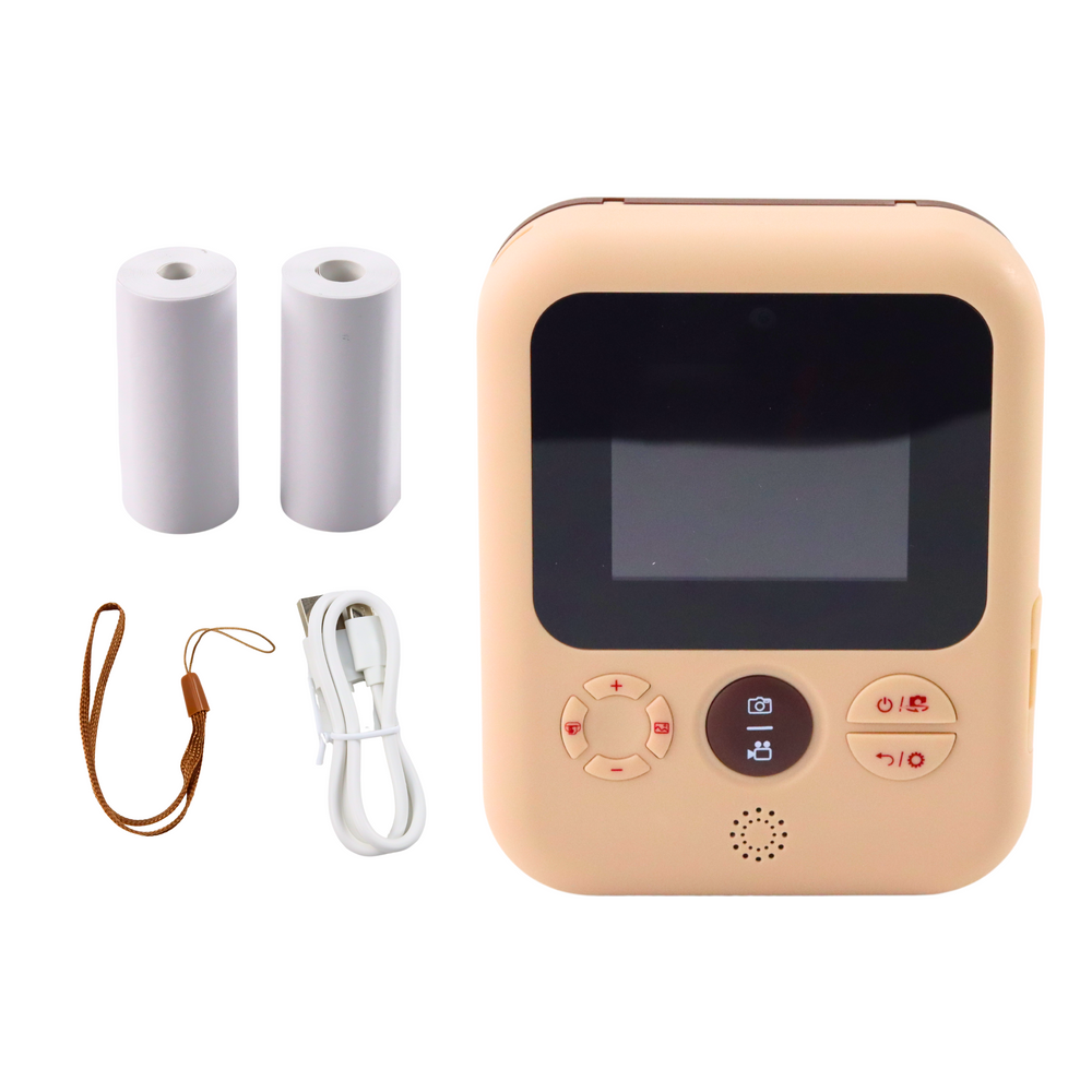 Vaikiškas skaitmeninis fotoaparatas su spausdintuvu „Instant Brown“