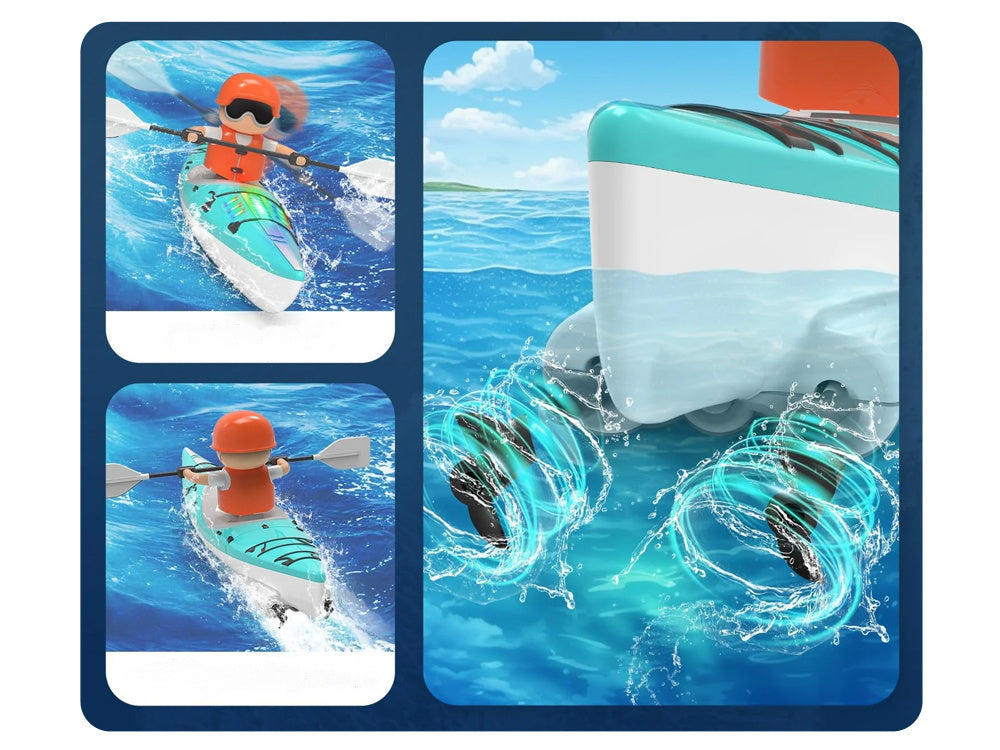 Nuotoliniu būdu valdoma šviečianti baidarė, mėlyna