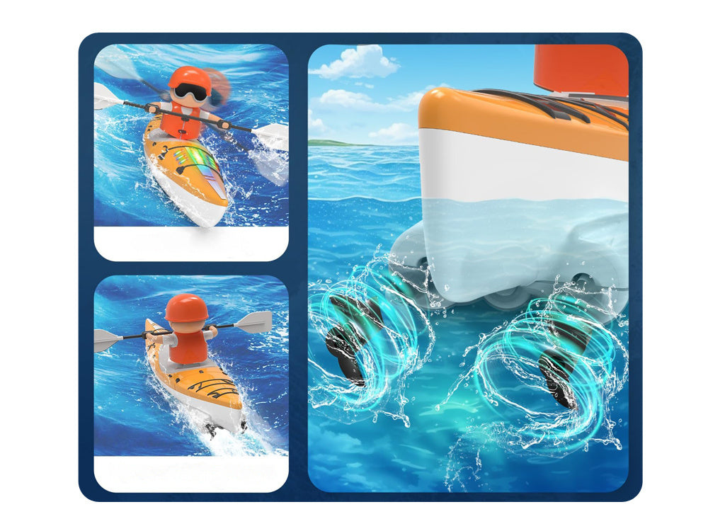 Nuotoliniu būdu valdoma šviečianti baidarė, oranžinė