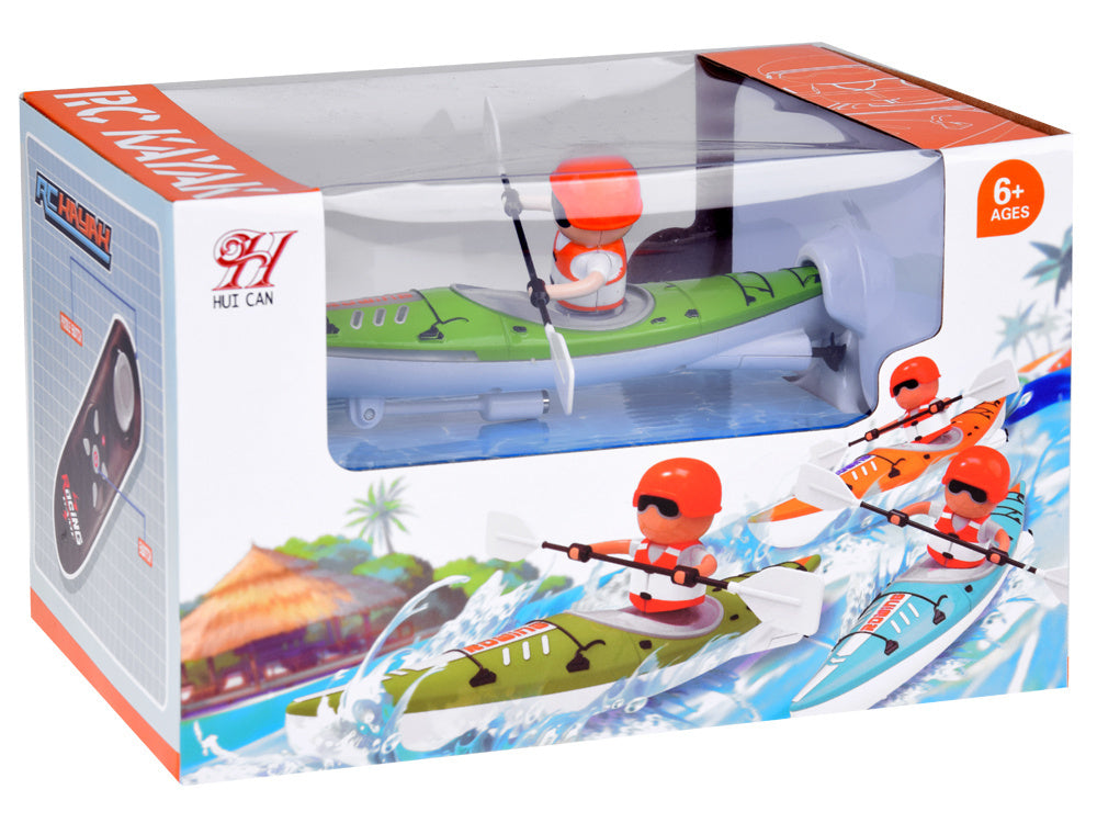 Nuotoliniu būdu valdoma šviečianti baidarė, žalia