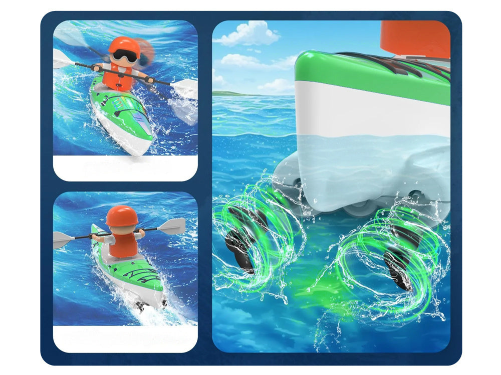 Nuotoliniu būdu valdoma šviečianti baidarė, žalia