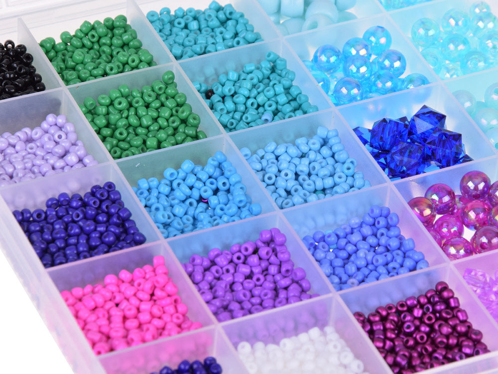 Spalvotų karoliukų, kristalų rinkinys apyrankių gamybai 24 spalvos