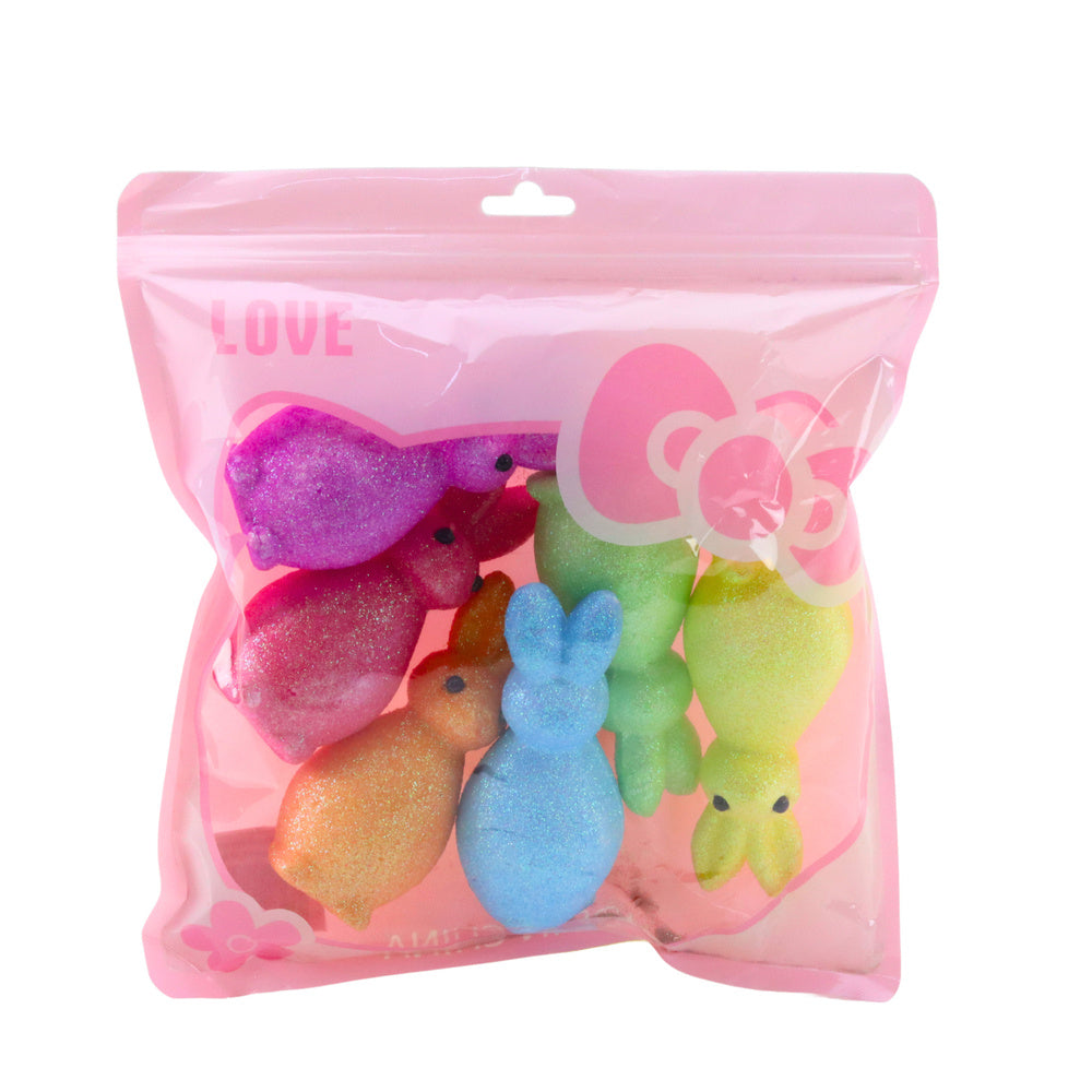 Dekoratyviniai spalvoti velykiniai zuikučiai 6 vnt.