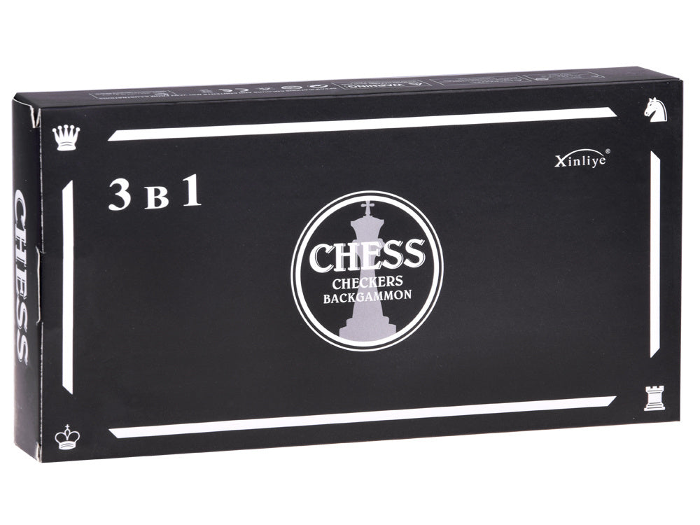 Medinių šachmatų ir šaškių rinkinys 3in1