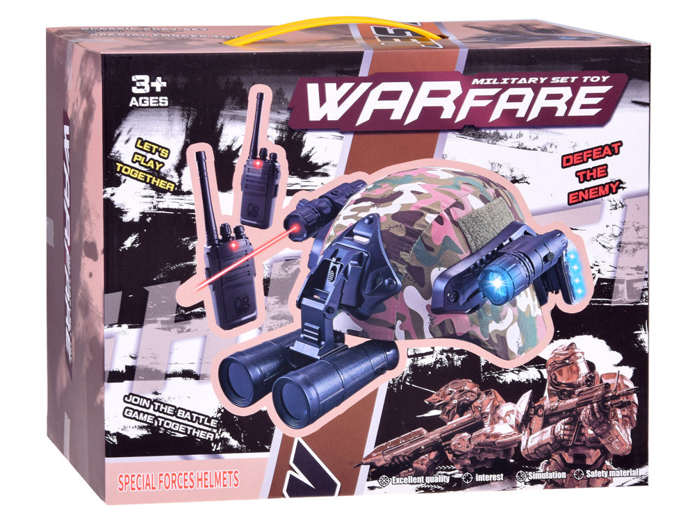 Profesionalus kareivio rinkinys vaikams su racijomis Walkie Talkie