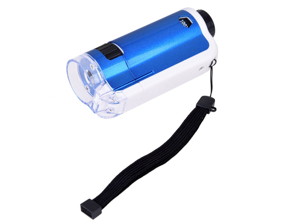 Kišeninis mikroskopas vaikams 100x 250x, mėlynas