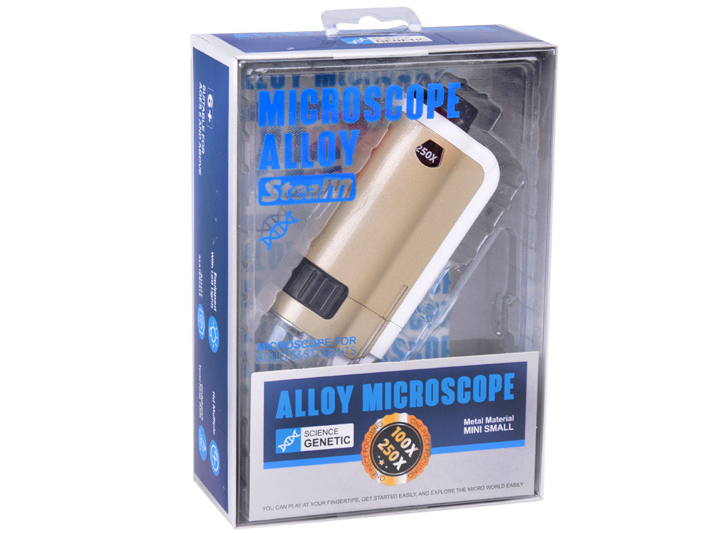 Kišeninis mikroskopas vaikams 100x 250x, kreminis