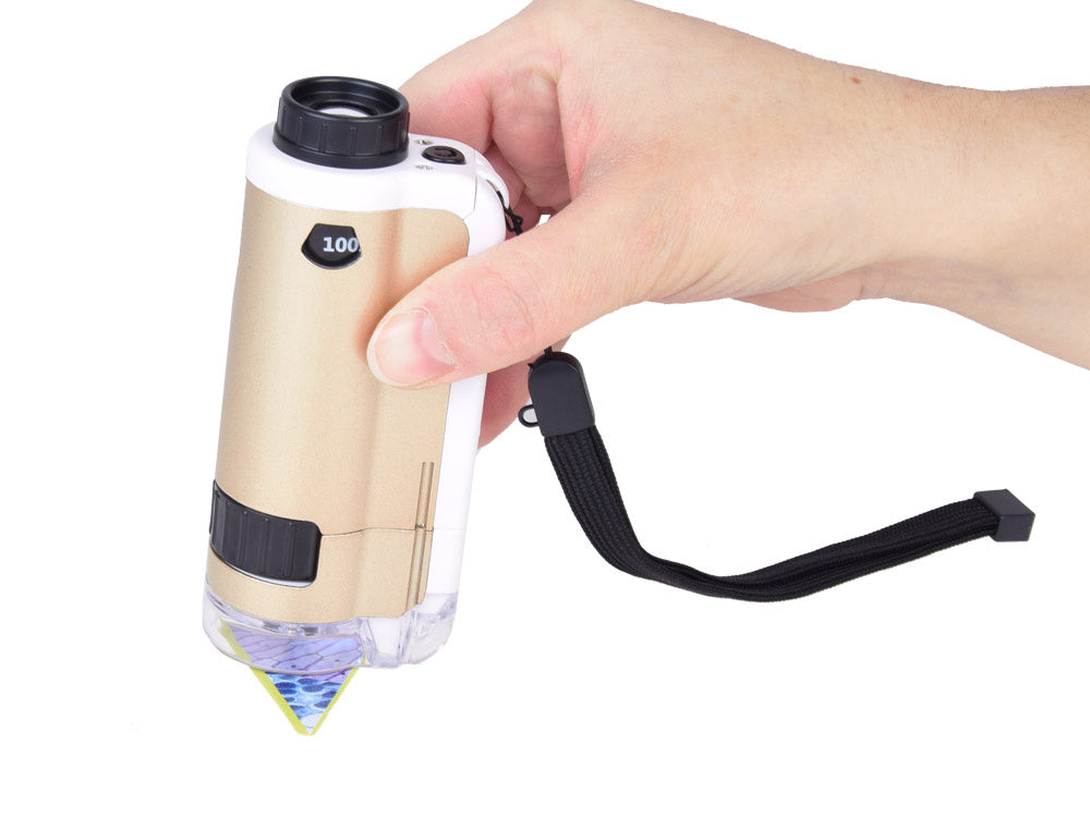 Kišeninis mikroskopas vaikams 100x 250x, kreminis