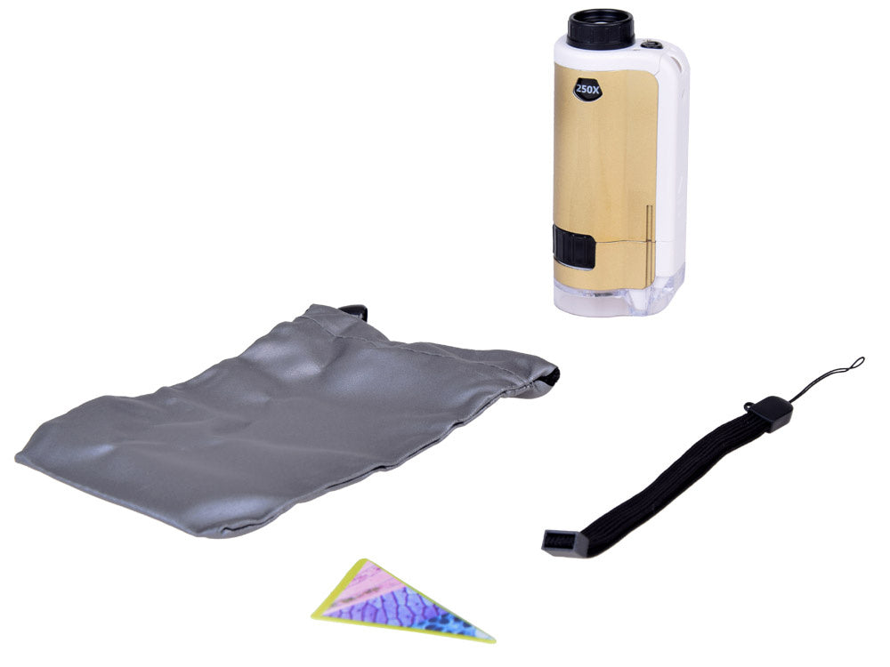 Kišeninis mikroskopas vaikams 100x 250x, kreminis