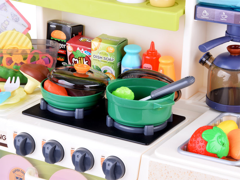 Didelė interaktyvi virtuvė vaikams su vandens funkcija, žalia