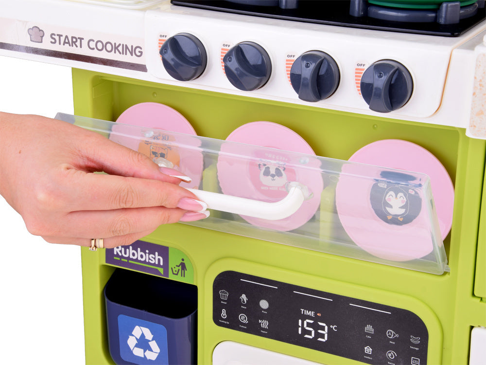 Didelė interaktyvi virtuvė vaikams su vandens funkcija, žalia