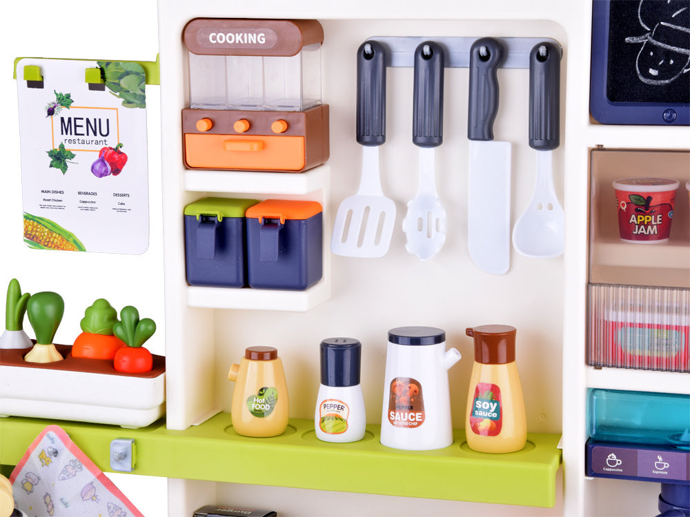 Didelė interaktyvi virtuvė vaikams su vandens funkcija, žalia