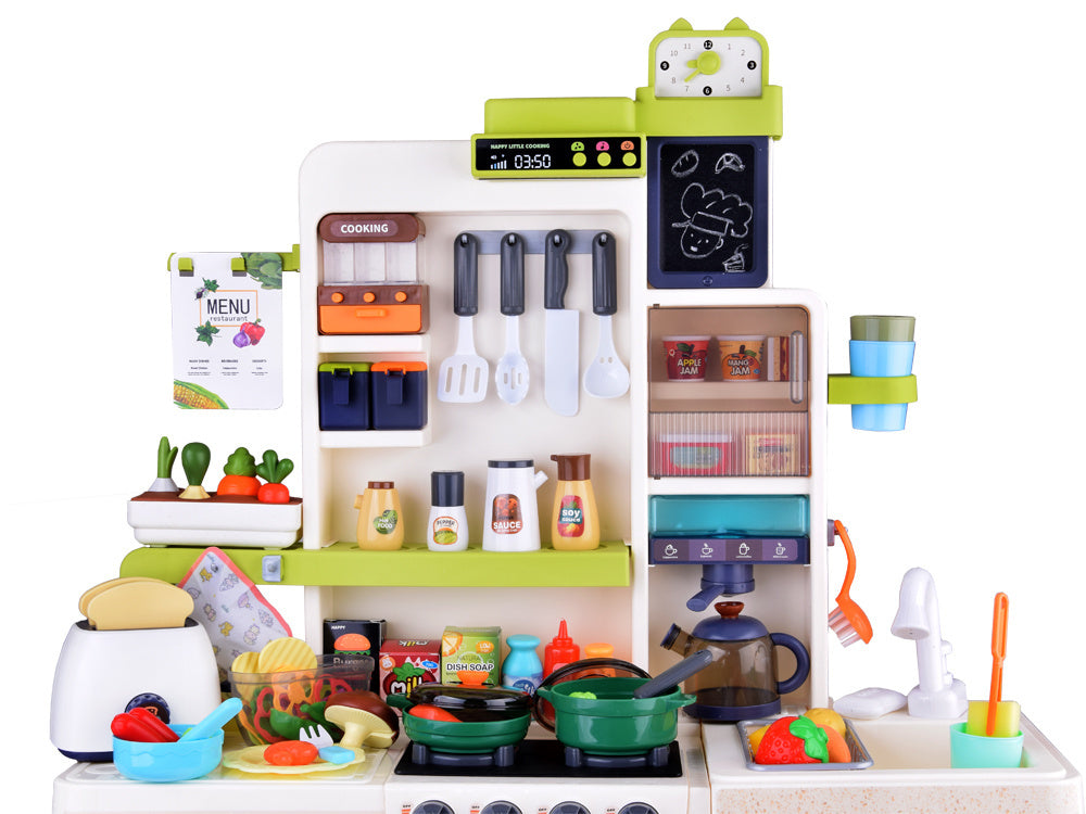Didelė interaktyvi virtuvė vaikams su vandens funkcija, žalia